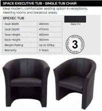 Space Executive Tub Single Chair Range And Specifications
